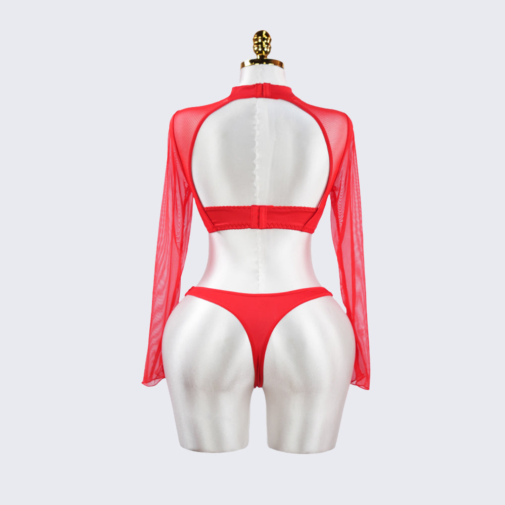 Mesh Crop Top Stockings Set