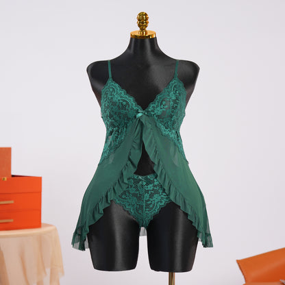 Green Full-body Lace Top Panty Set