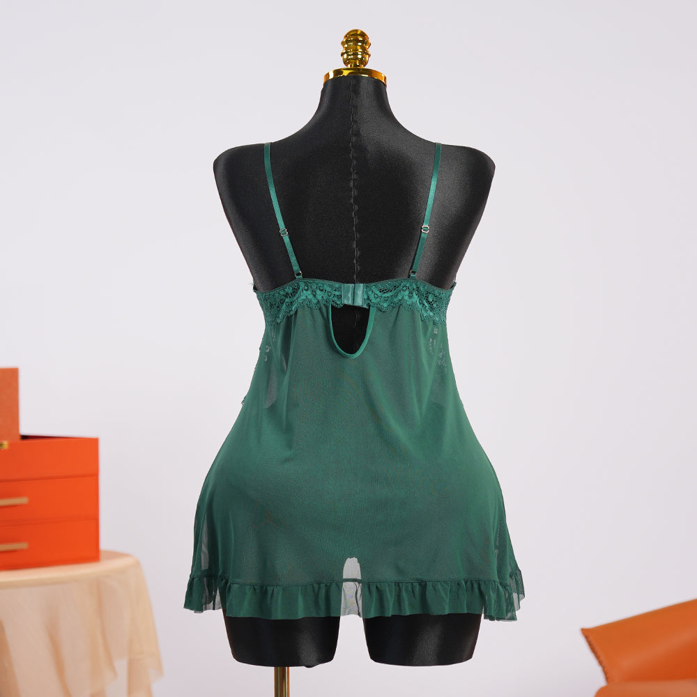 Green Full-body Lace Top Panty Set