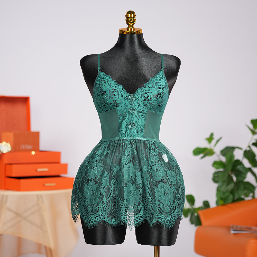 Spaghetti Strap Lace Babydoll Dress