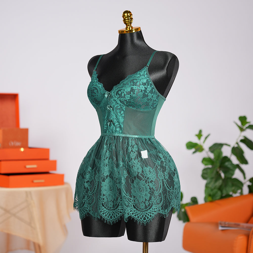 Spaghetti Strap Lace Babydoll Dress