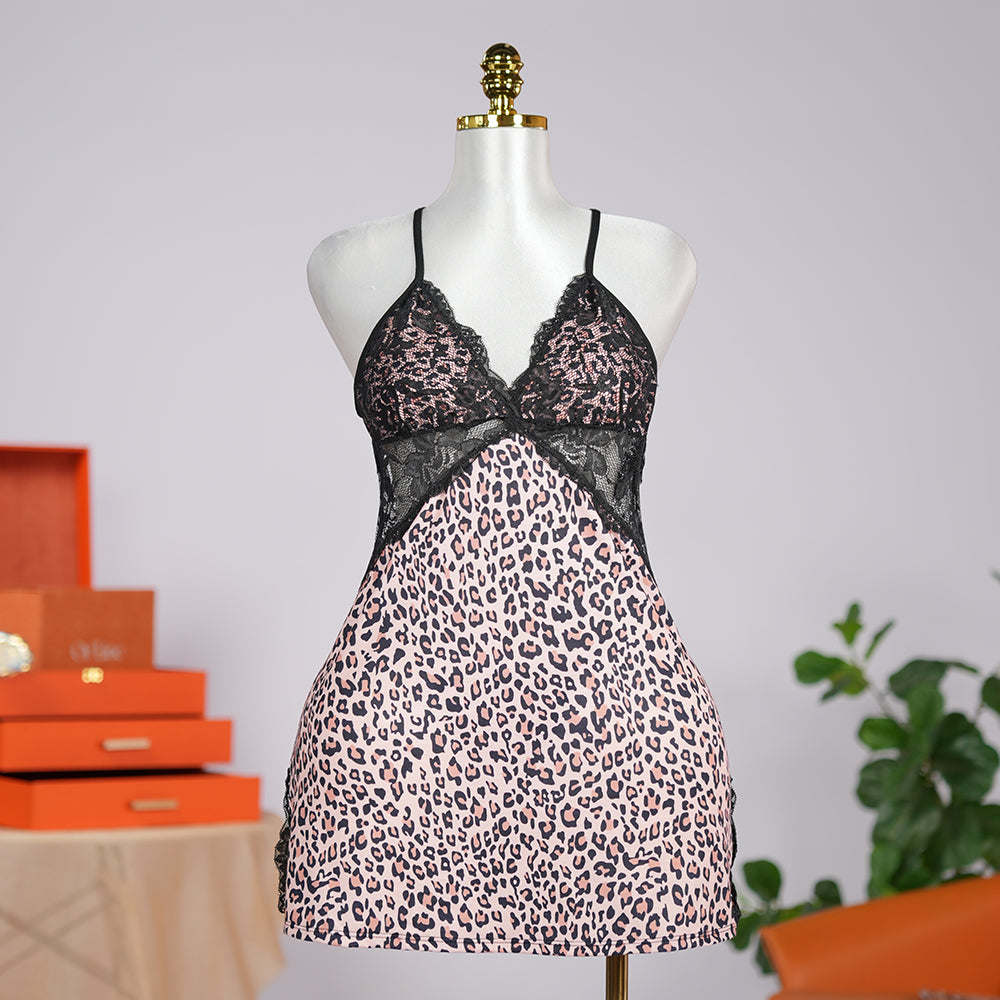 Lace V-Neck Chemise with Adjustable Spaghetti Straps