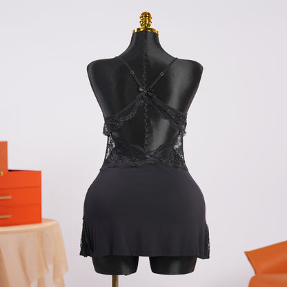 Lace V-Neck Chemise with Adjustable Spaghetti Straps