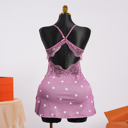 Lace V-Neck Chemise with Adjustable Spaghetti Straps