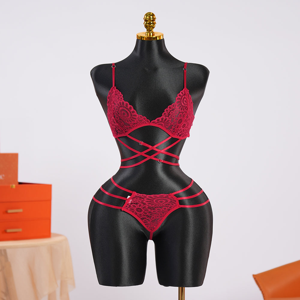 Lace Hollow Splicing Bra & Panty Set