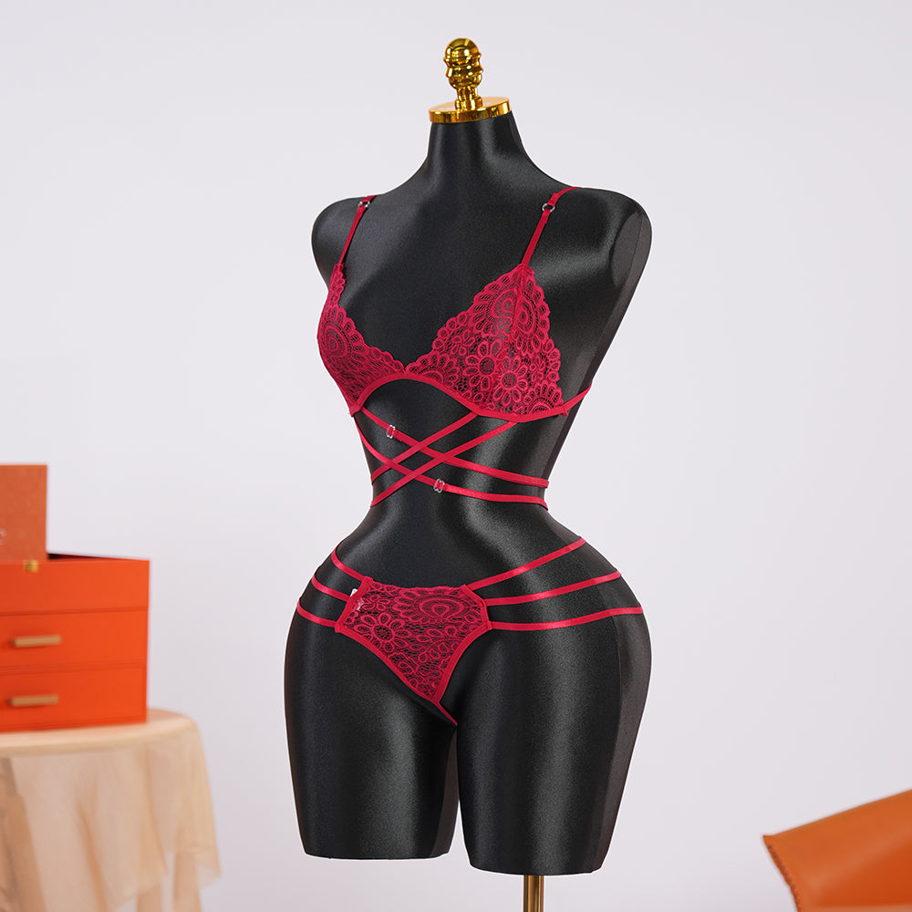 Lace Hollow Splicing Bra & Panty Set