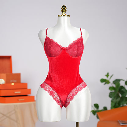 Elegant Lace Trim Sexy Passionate Bodysuit