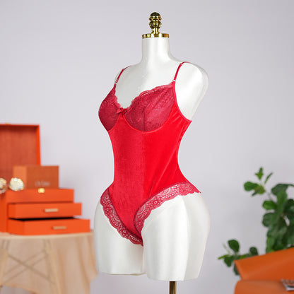 Elegant Lace Trim Sexy Passionate Bodysuit