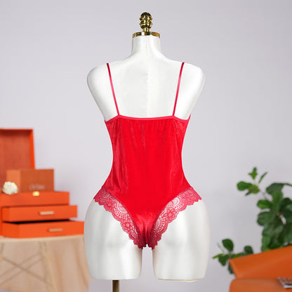 Elegant Lace Trim Sexy Passionate Bodysuit