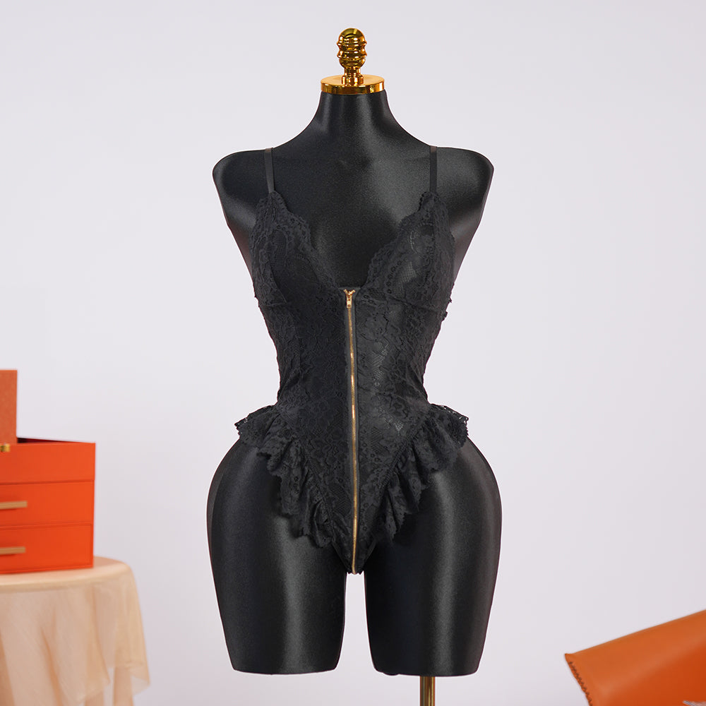 Lace Bodysuit With Zipper Crotch