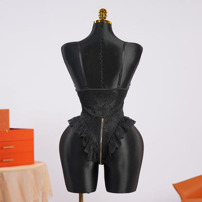 Lace Bodysuit With Zipper Crotch