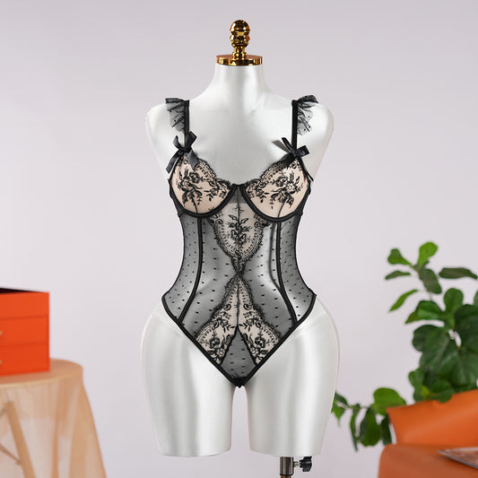 Vintage Lace Polka Dot Bodysuit
