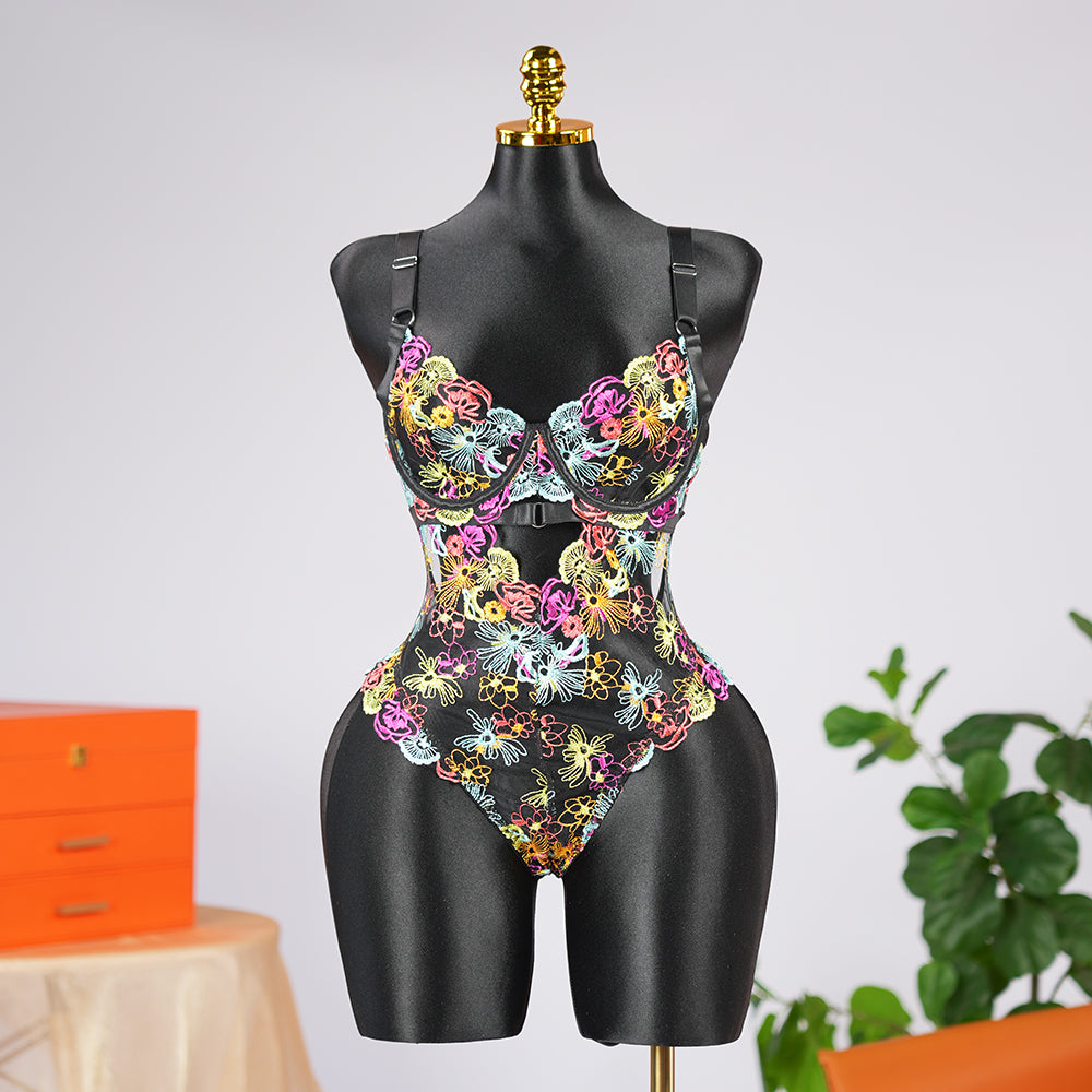 Floral Embroidery Lace Bodysuit