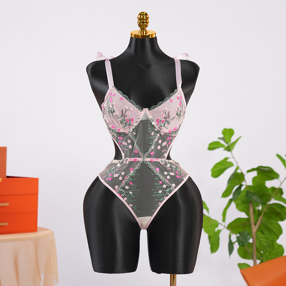 Lace Floral Embroidery Bodysuit