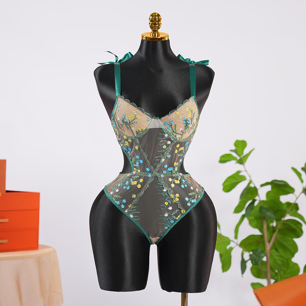 Lace Floral Embroidery Bodysuit