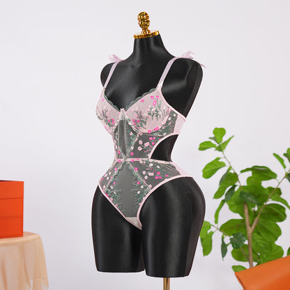 Lace Floral Embroidery Bodysuit