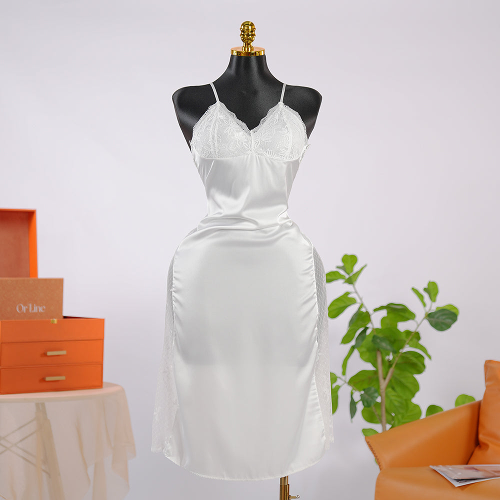 Silk Backless Halter-Neck Dress