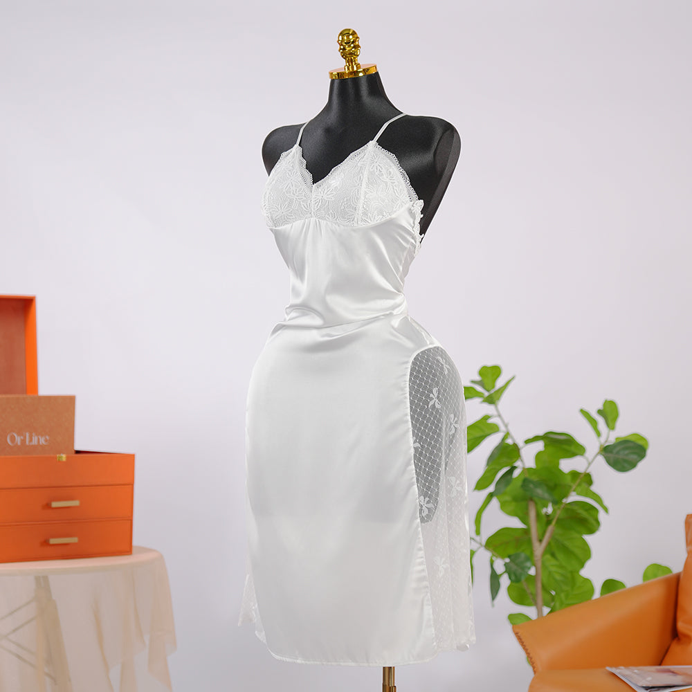 Silk Backless Halter-Neck Dress