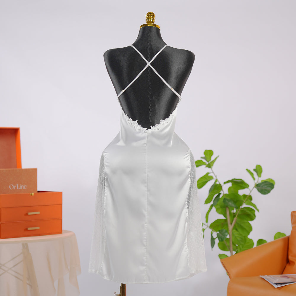 Silk Backless Halter-Neck Dress