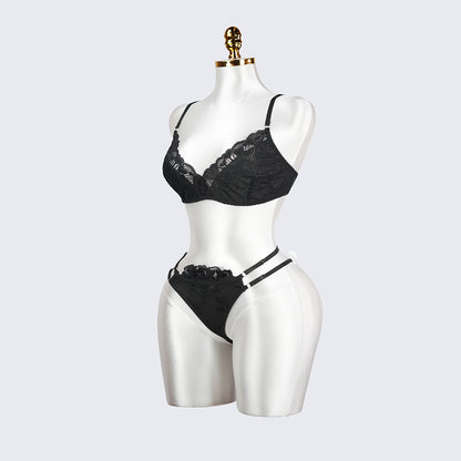 Classic Black Lace Underwire Bra Panty Set