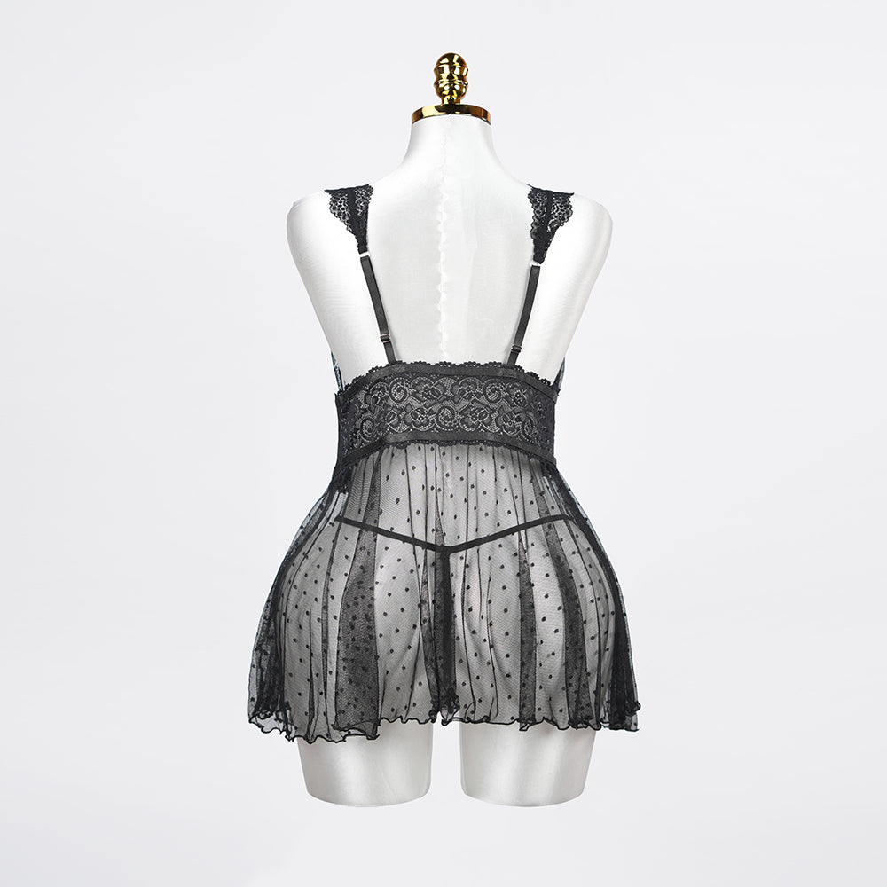 Plus Size Black Babydoll Panty Set