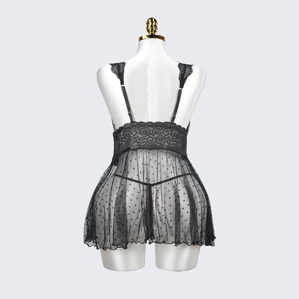 Plus Size Black Babydoll Panty Set