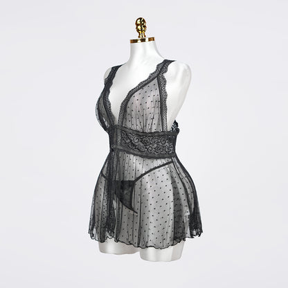 Plus Size Black Babydoll Panty Set