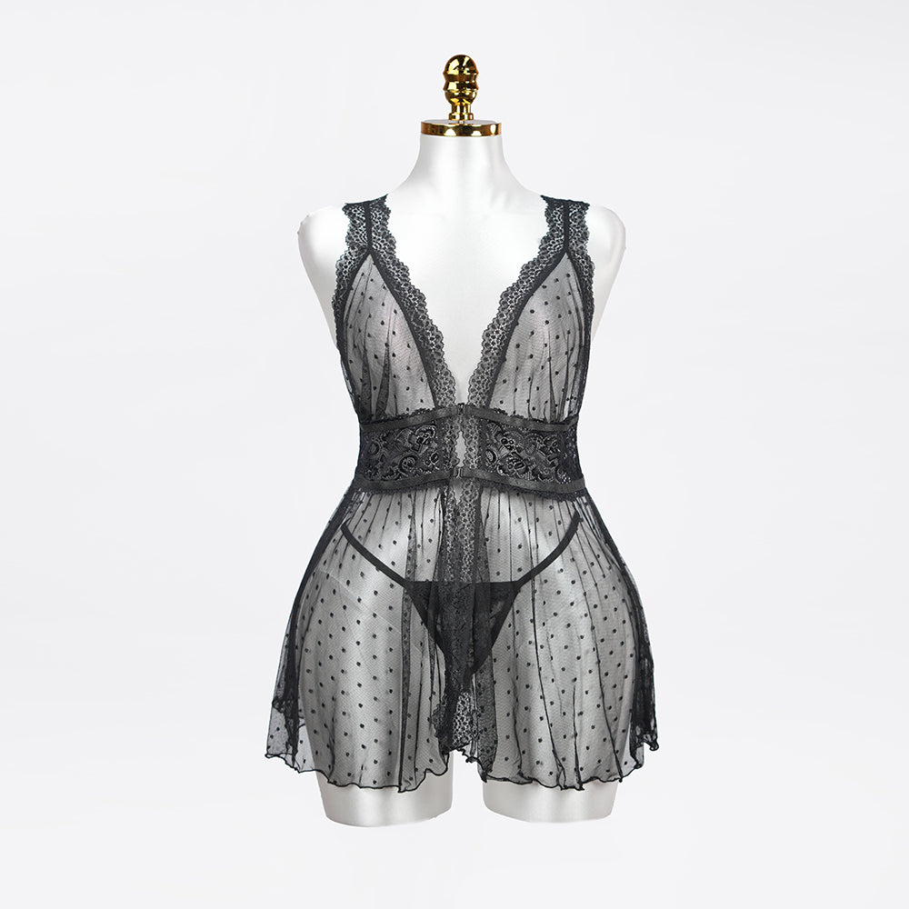 Plus Size Black Babydoll Panty Set