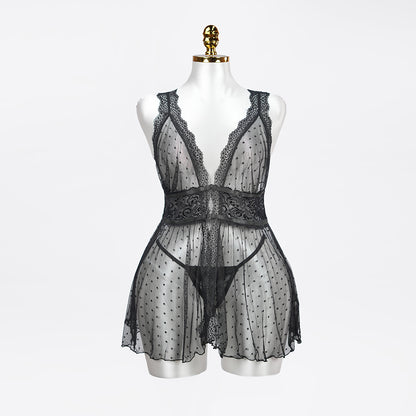 Plus Size Black Babydoll Panty Set