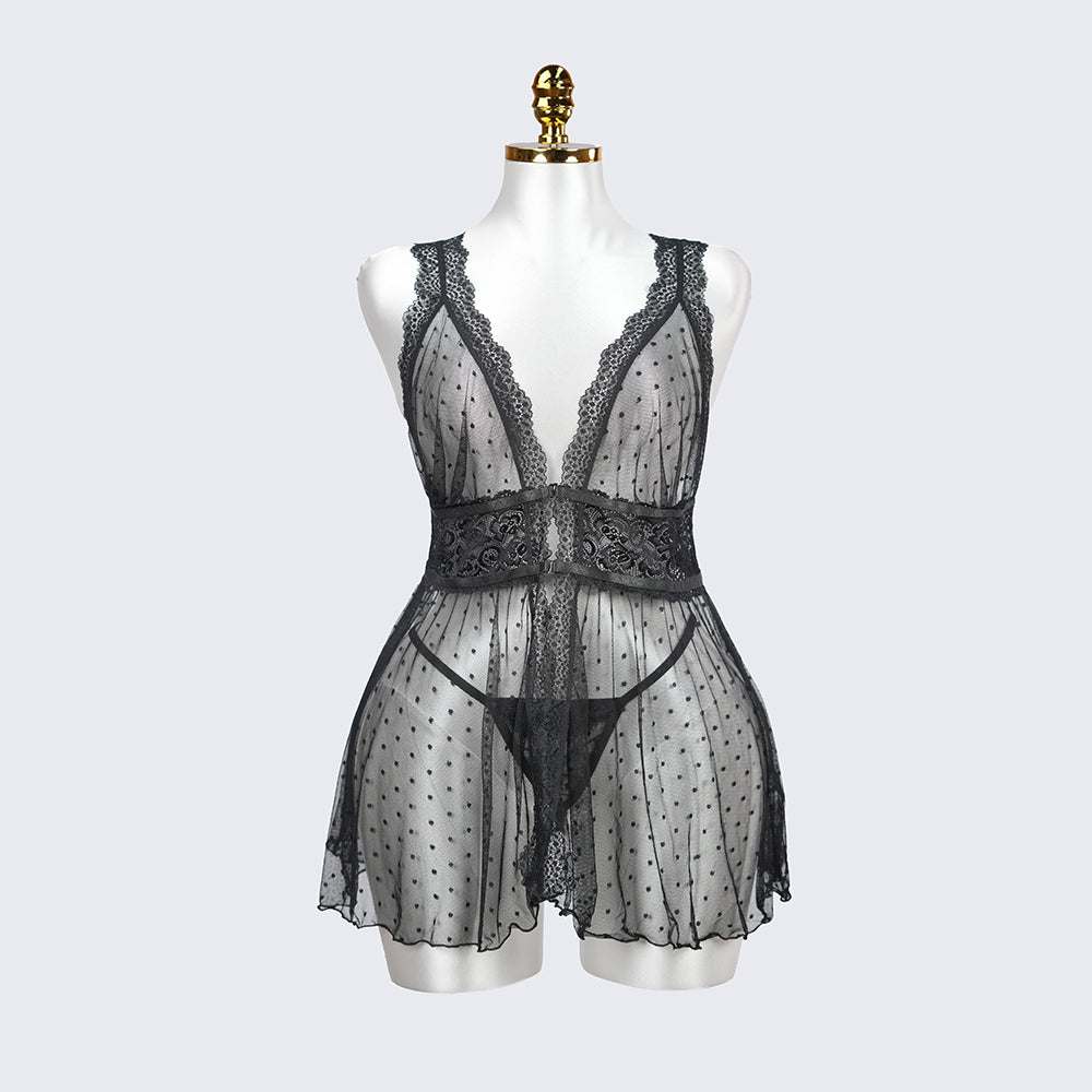 Plus Size Black Babydoll Panty Set