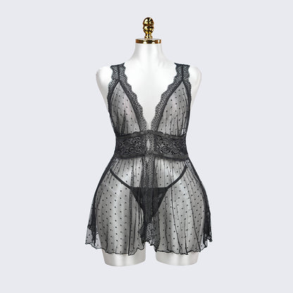 Plus Size Black Babydoll Panty Set