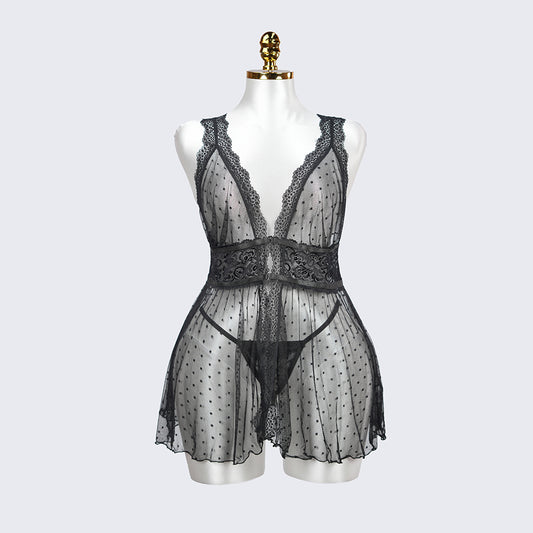 Plus Size Black Babydoll Panty Set