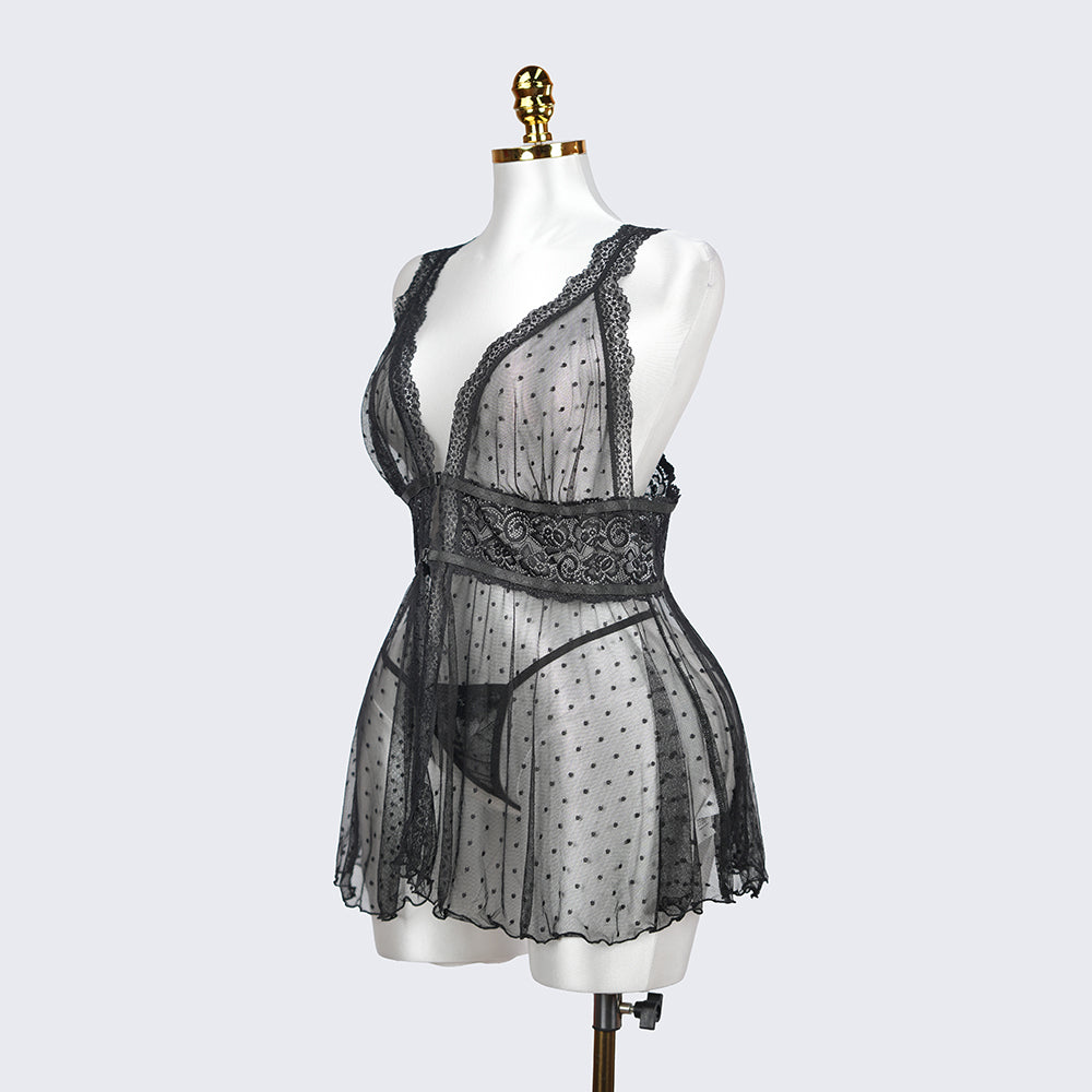 Plus Size Black Babydoll Panty Set