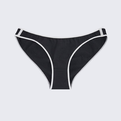 Plus Size Black White Color Block Low Rise Comfort Panty