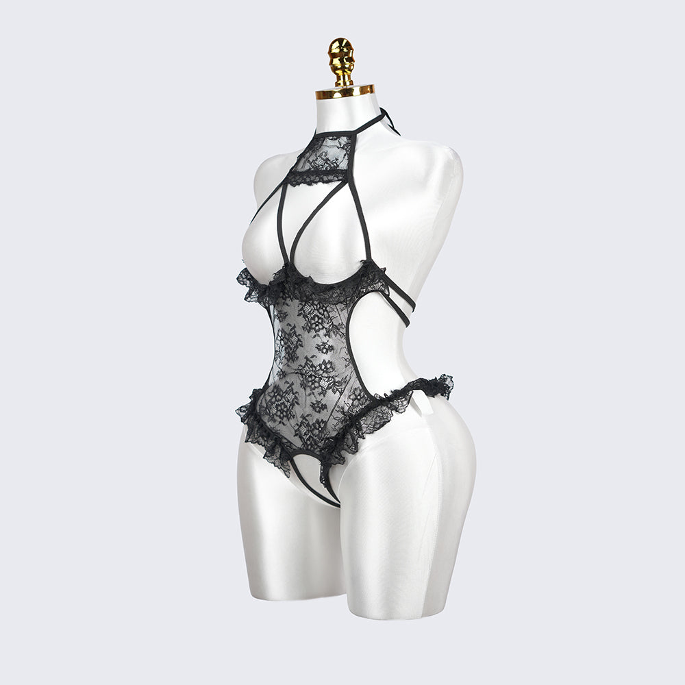 Plus Size Black Mesh Bodysuit