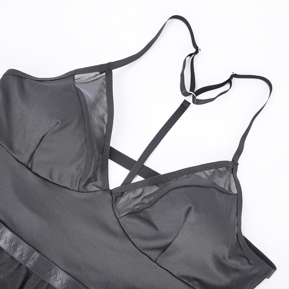 Plus Size Black Sheer Mesh Nightdress