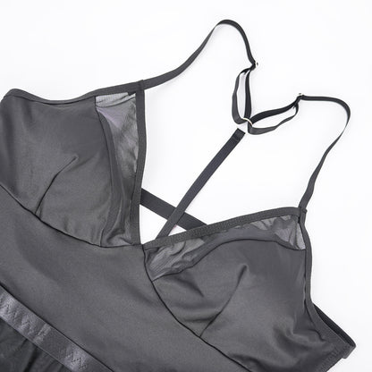 Plus Size Black Sheer Mesh Nightdress