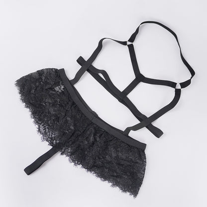 Plus Size Cutout Cupless Lingerie Skirt Set