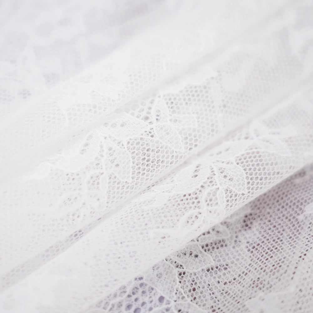 Plus Size White Floral Sheer Mesh Chemise