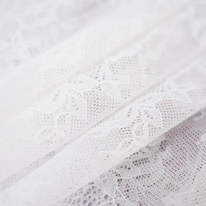 Plus Size White Floral Sheer Mesh Chemise