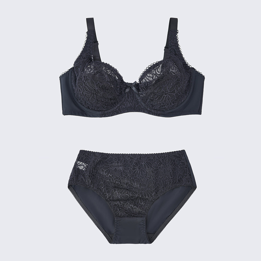 Plus Size Full Bust Lace Push Up Bra Panty Set