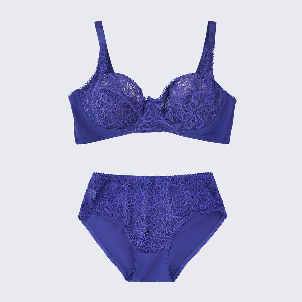Plus Size Full Bust Lace Push Up Bra Panty Set