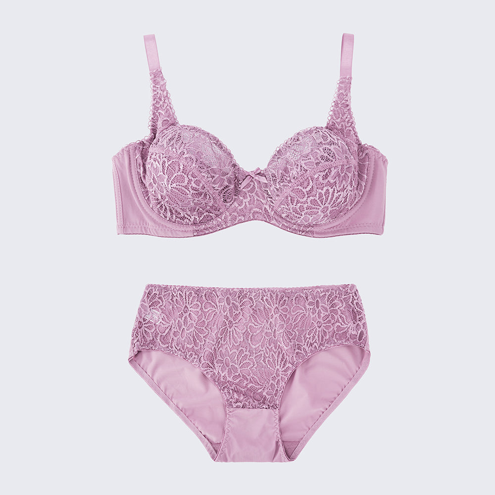 Plus Size Full Bust Lace Push Up Bra Panty Set