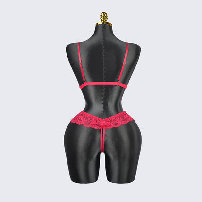 Plus Size Red Lace Bra Panty Set