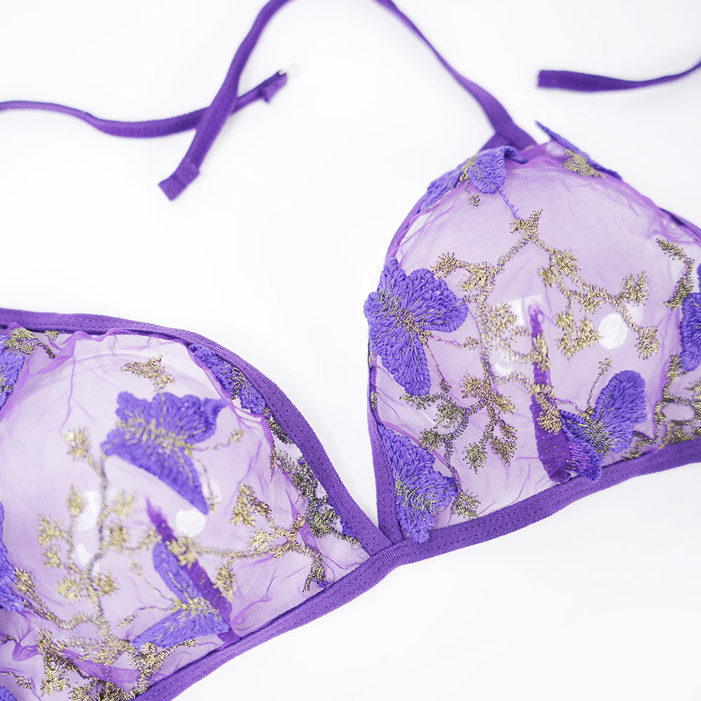 Plus Size Lace Sheer Bra Panty Set