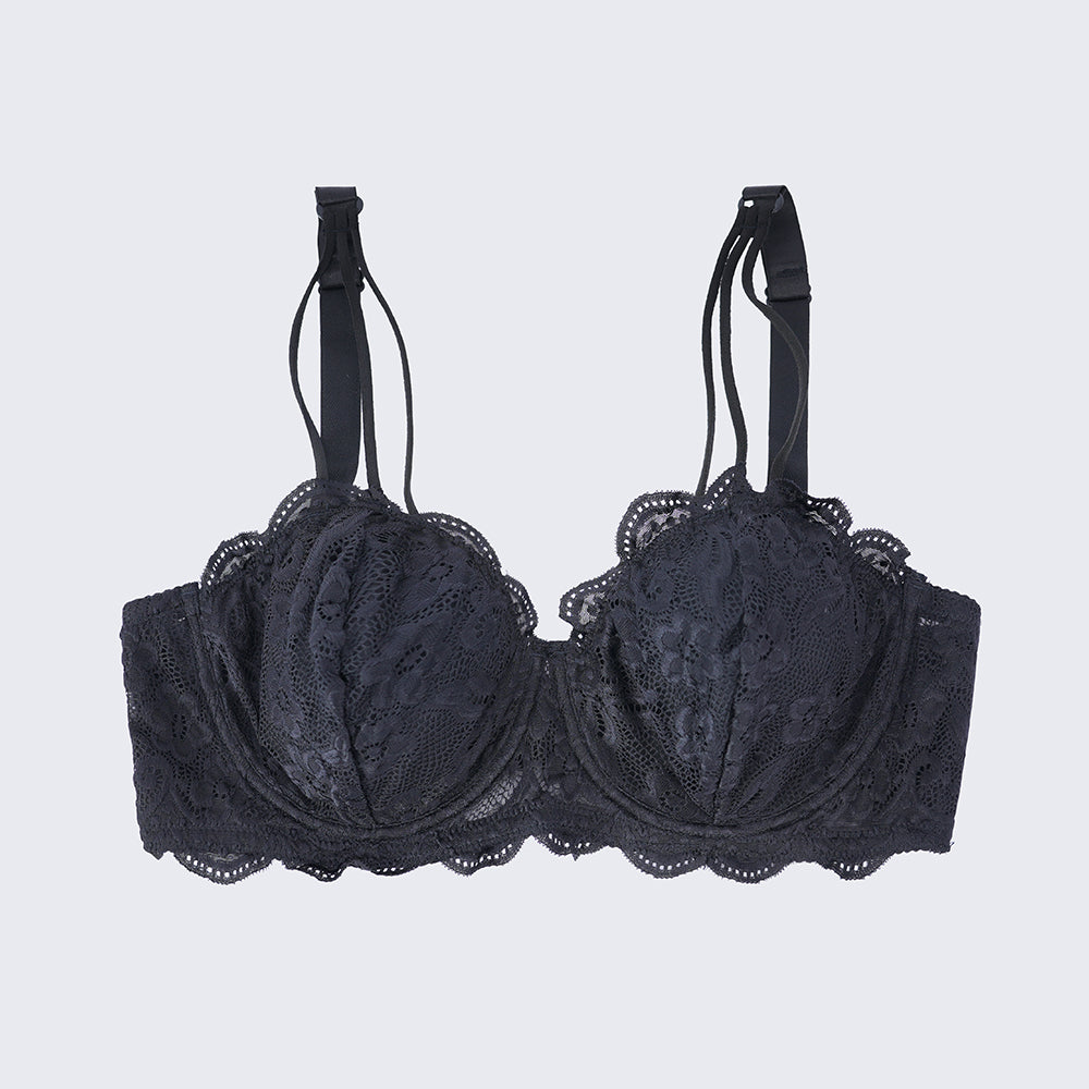 Plus Size Lace Embroidered Floral Bra