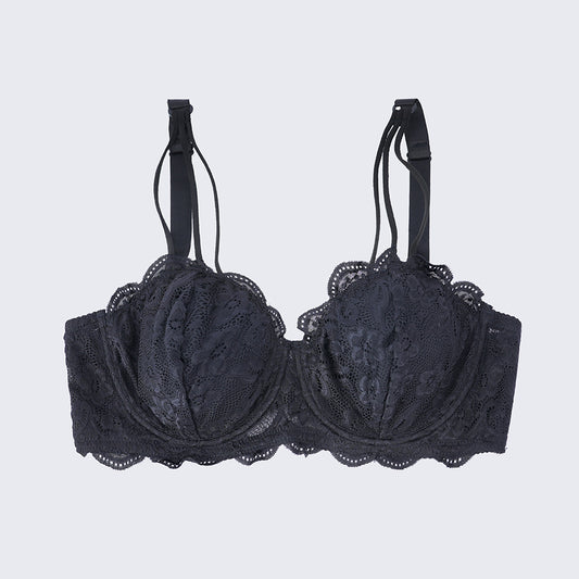 Plus Size Lace Embroidered Floral Bra