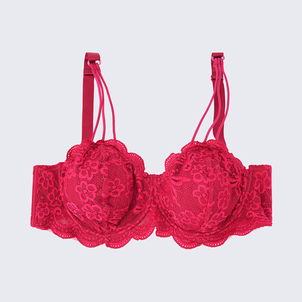 Plus Size Lace Embroidered Floral Bra