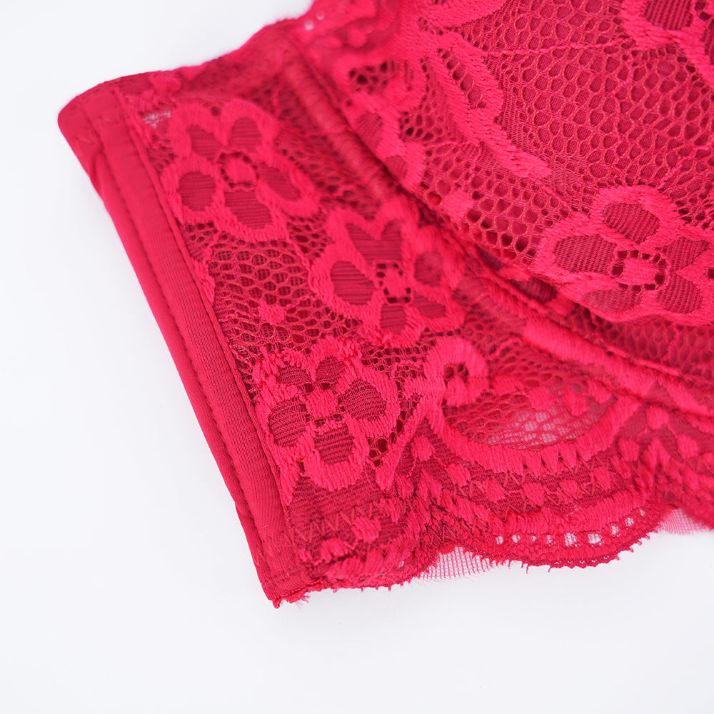 Plus Size Lace Embroidered Floral Bra