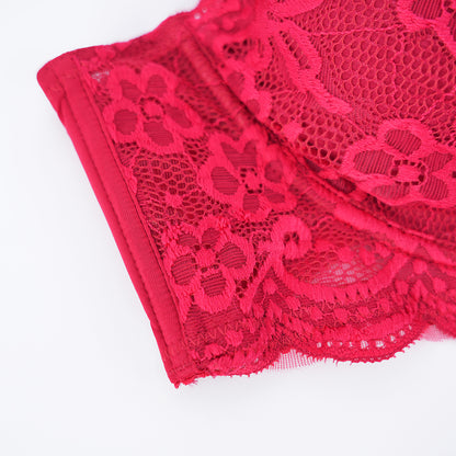 Plus Size Lace Embroidered Floral Bra